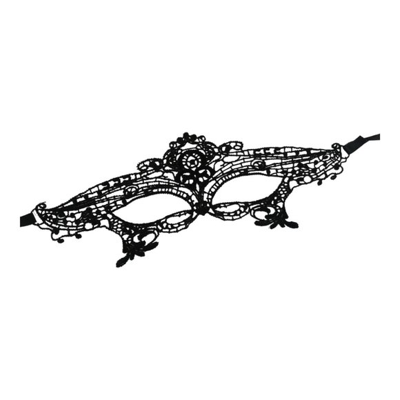 Black Venetian Lace Eye Mask Mardi Gras Carnival Masquerade Cosplay - Picture 2 of 2
